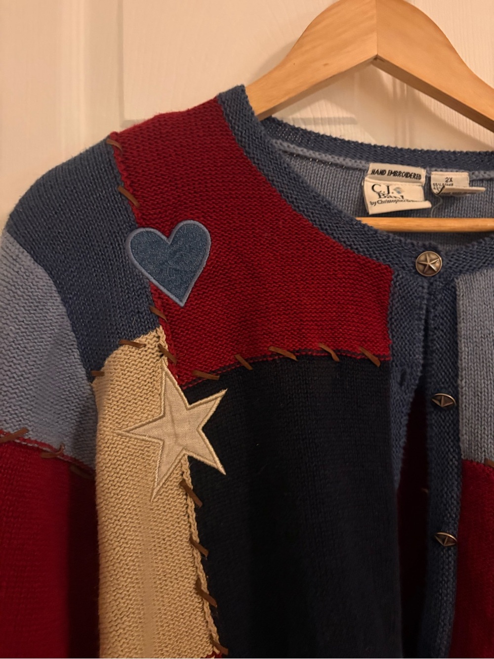 CJ Banks 2001 Patchwork Star and Heart Cardigan - Picture 3 of 8